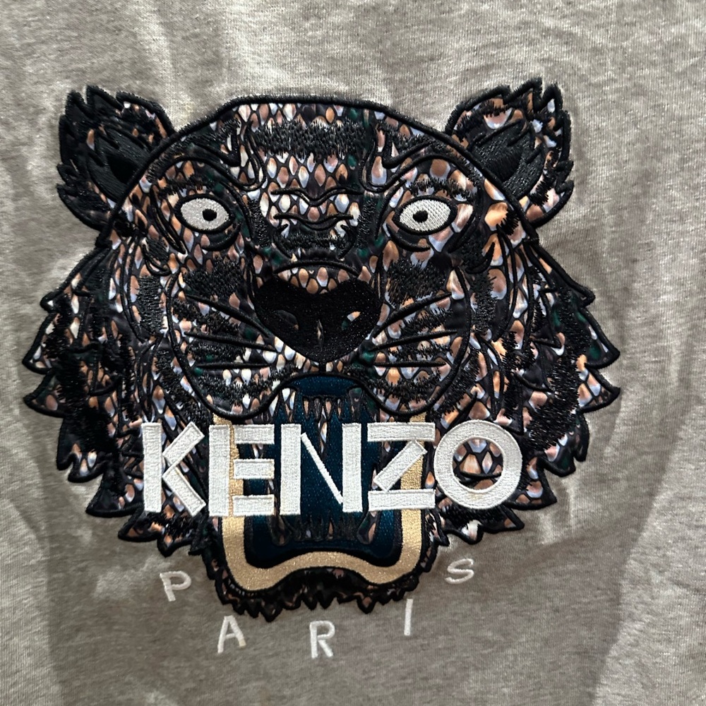 Kenzo Gray Black Tiger Graphic Short Sleeve Tee